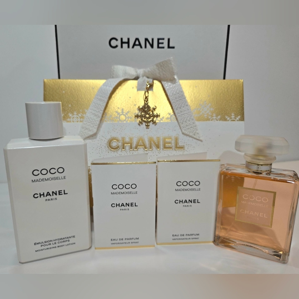 CHANEL COCO MADEMOISELLE BUNDLE: EDP 3.4Oz+Body Lotion 6.8OZ + Bonus +Charm New